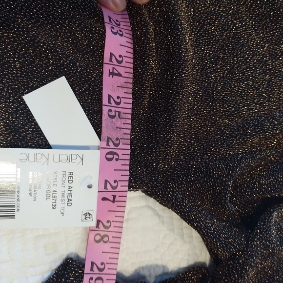 Karen Kane Red Ahead Front Twist Top Gold/Copper XL - Picture 7 of 12